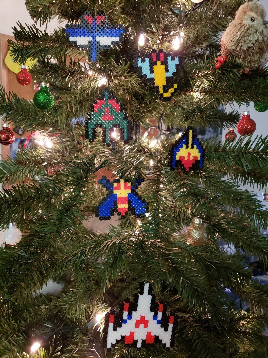 Galaga Perler Christmas Ornaments